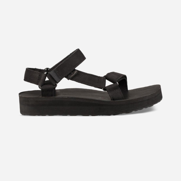 Hungary Teva Midform Universal Leather - Női Platform Szandál Fekete - 819-KIEOJ